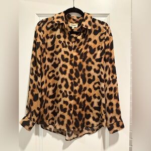 Leopard Print Button-Up Blouse